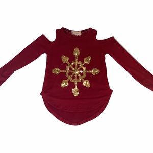 Btween Long Sleeve Cold Shoulder Snowflake